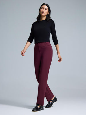 Mid-Rise Straight Leg Stretch Pants Rumba Red