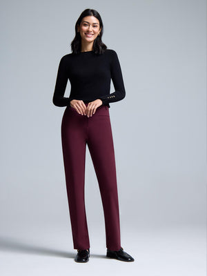 Mid-Rise Straight Leg Stretch Pants Rumba Red