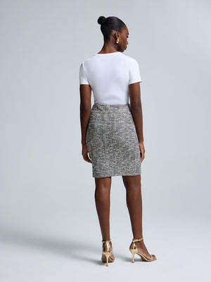 Sequin Boucle Midi Skirt Black