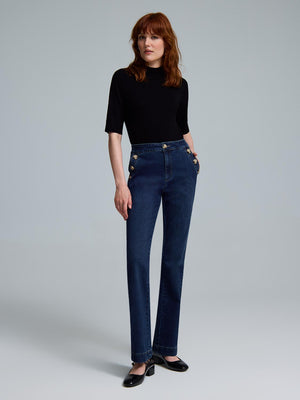 Jean ajusté et évasé de style marin à taille mi-haute Dk Denim Blasted