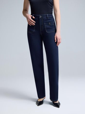 Rinse Wash Straight-Leg Jeans Dk Denim Blue