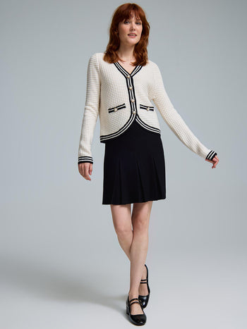 Sweater Knit Pleated Mini Skirt Black