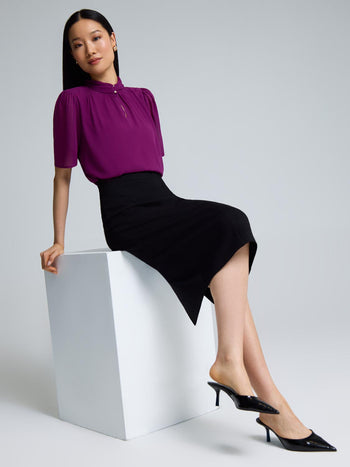 Pencil Skirt With Corset Waist Black