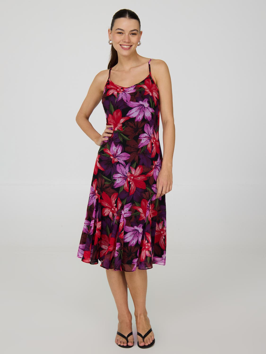Floral Spaghetti Strap Chiffon Midi Dress – Suzy Shier