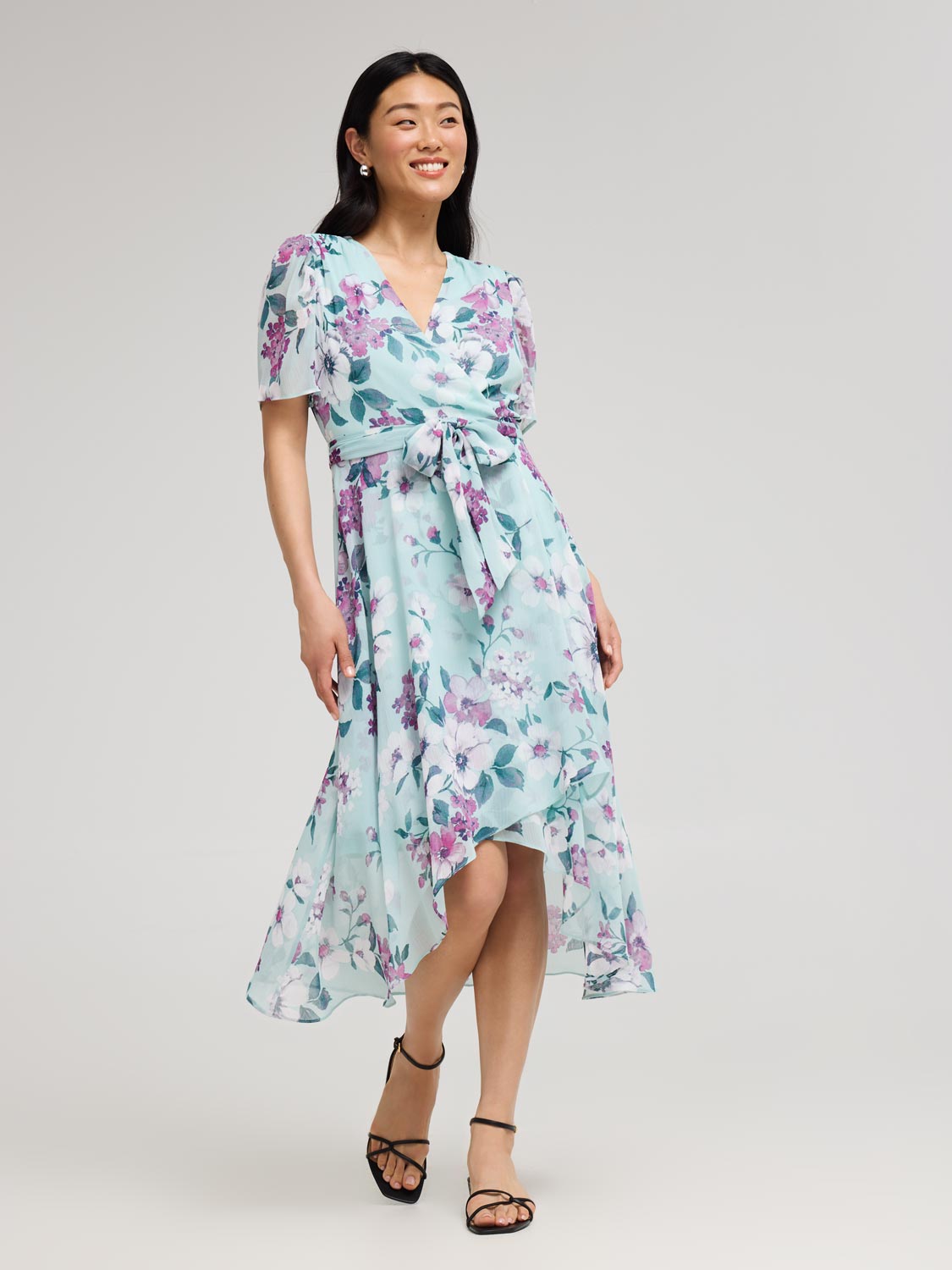 Dress Floral Print Suzy Shier Maxi Dress Floral Print Cross-Front