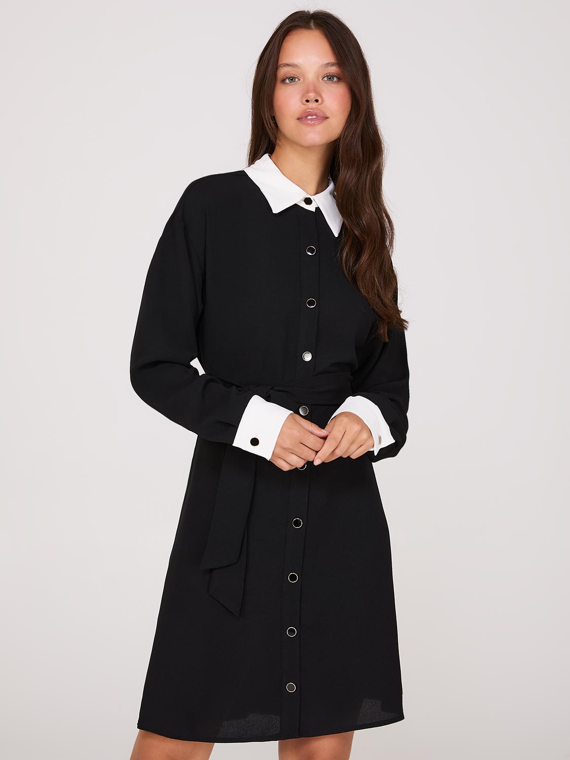 Colour Block Fit Flare Shirt Dress Suzy Shier