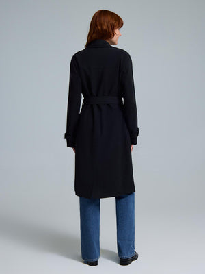 Belted Mid-Length Trench Coat Black