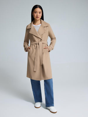 Belted Mid-Length Trench Coat Camel