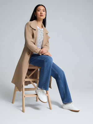 Belted Mid-Length Trench Coat Camel