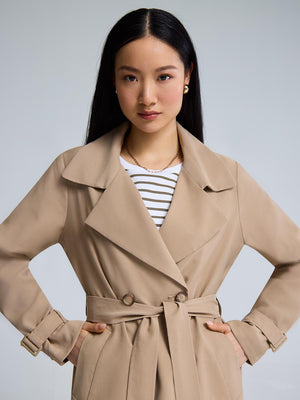 Belted Mid-Length Trench Coat Camel