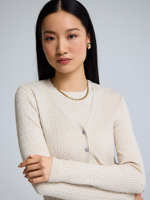 Cable Knit Button-Front Cardigan Makeup