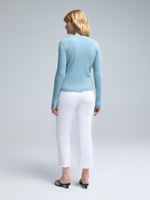 Cable Knit Button-Front Cardigan Turquoise