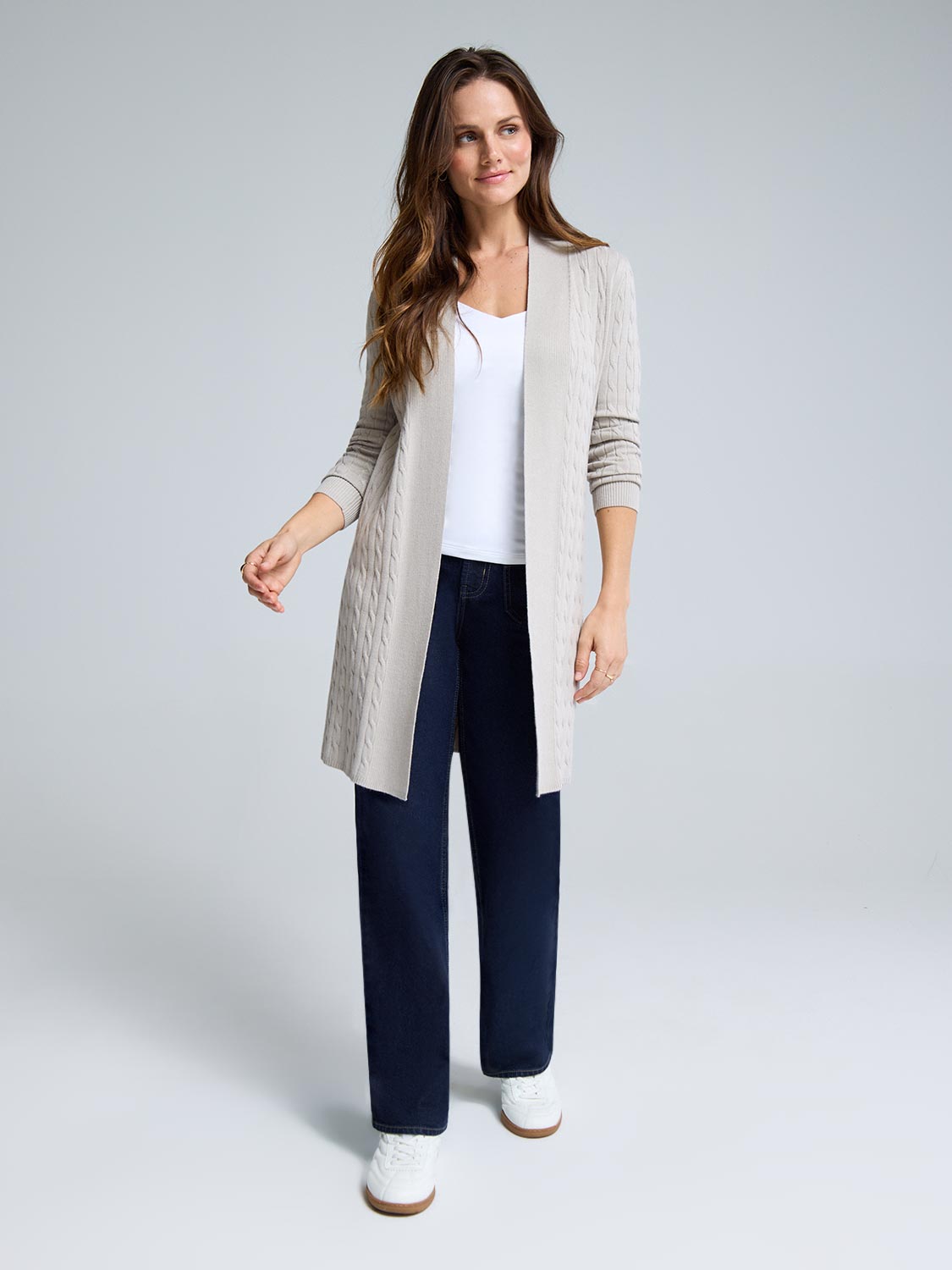SUZY CREAM AND BLUE CABLE KNIT METALIC SWEATER main image 1