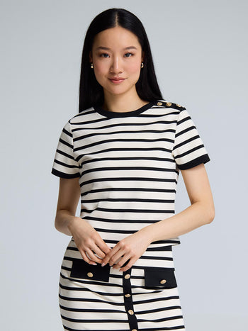 Short Sleeve Striped T-Shirt Black