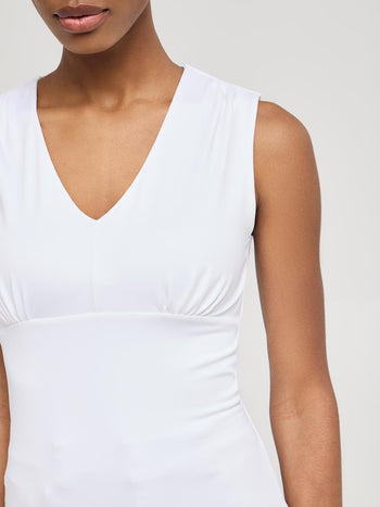 Haut sans manches à col en V et taille empire White