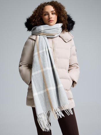 Soft Brushed Grid Scarf Charcoal