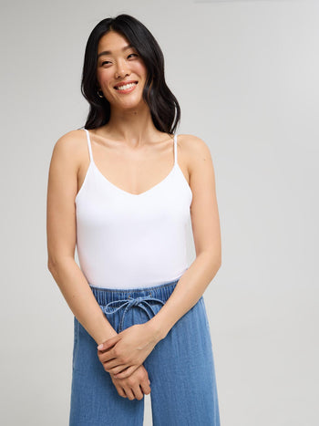 Camisole à double épaisseur et col en V White