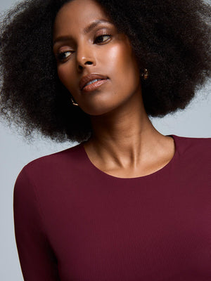 Double Layer Crew Neck Ribbed Top Rumba Red