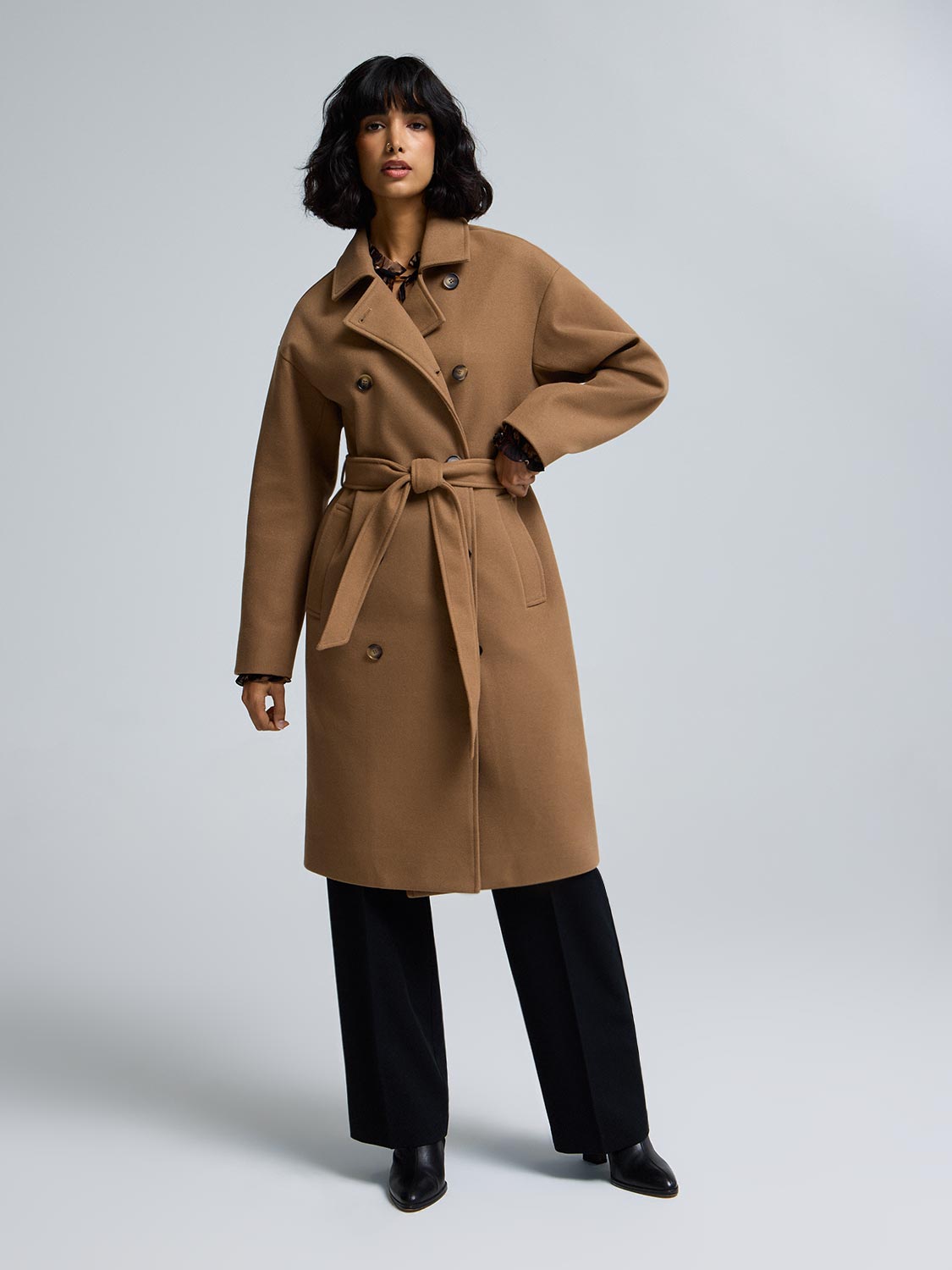 sheller 2way short trench coat Short Double Breasted Trench Coat