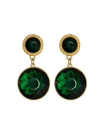 Boucles d'oreilles pendantes à 2 niveaux avec pierres précieuses Gold