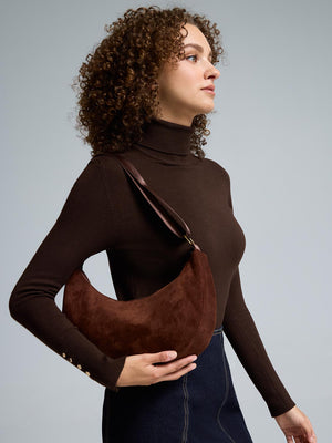 Faux Suede Shoulder Bag Dk Brown