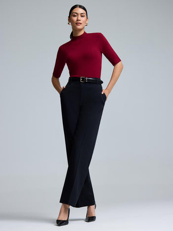 Elbow Sleeve Mock Neck Top Mars Red