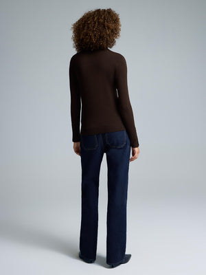 Ribbed Turtleneck Sweater Dk Brown