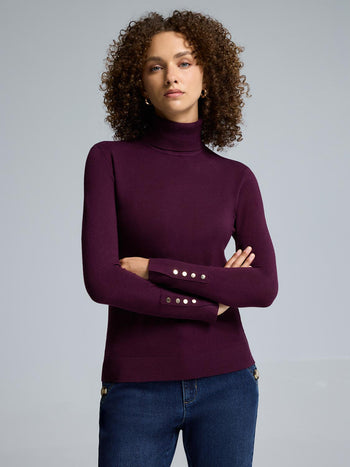 Ribbed Turtleneck Sweater Rumba Red