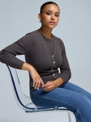 Chandail sans manches en tricot torsadé Med Brown