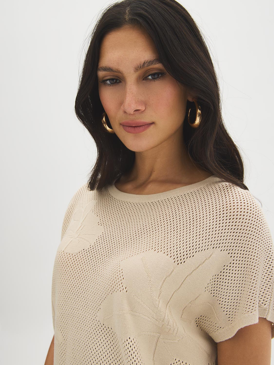 Knit Crochet Cap Sleeve Sweater | Suzy Shier