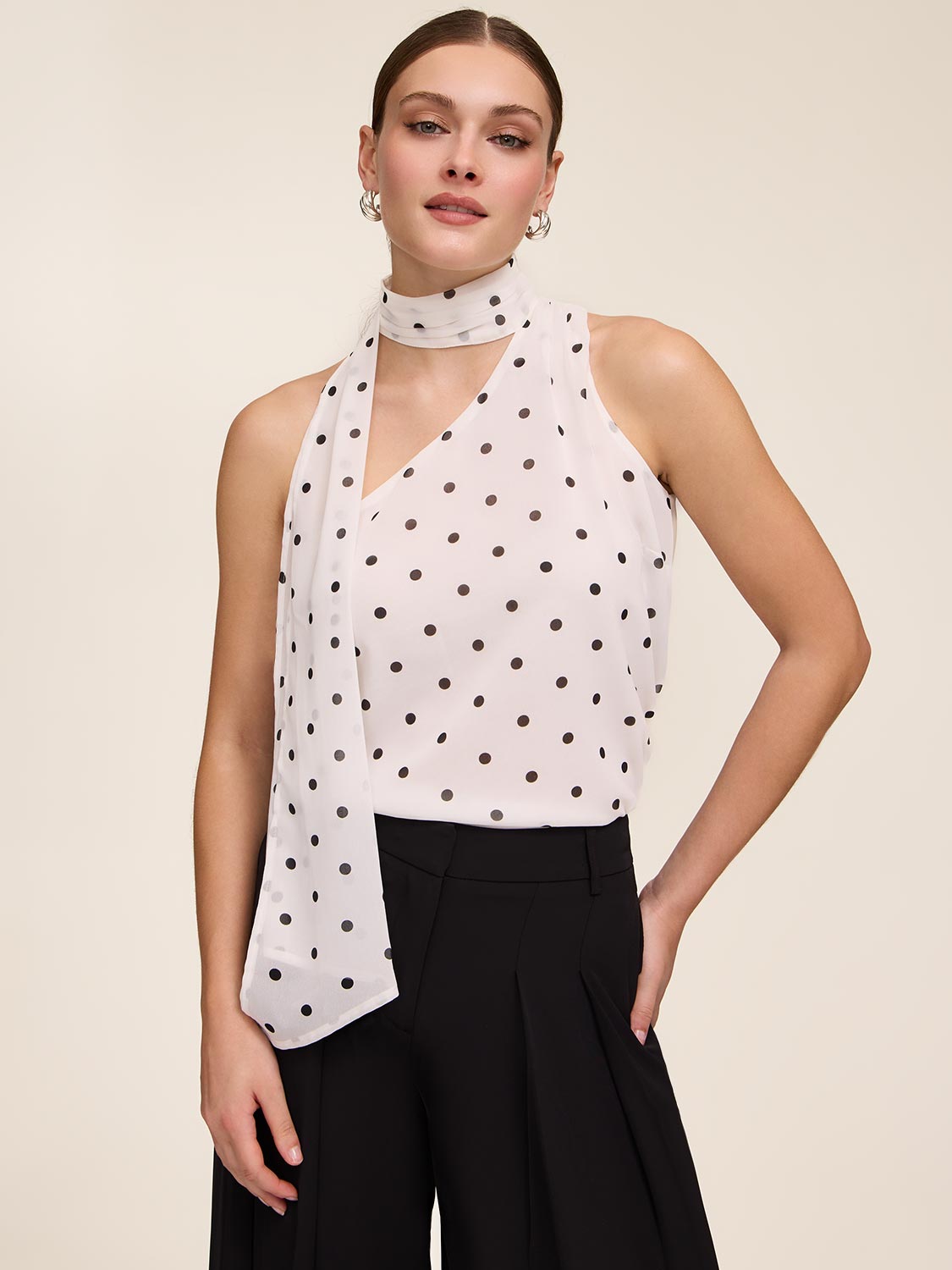 Polka-Dot Top With Scarf | Le Chateau – Suzy Shier