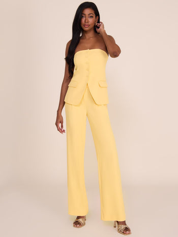 Pantalon plissé à jambes larges Yellow