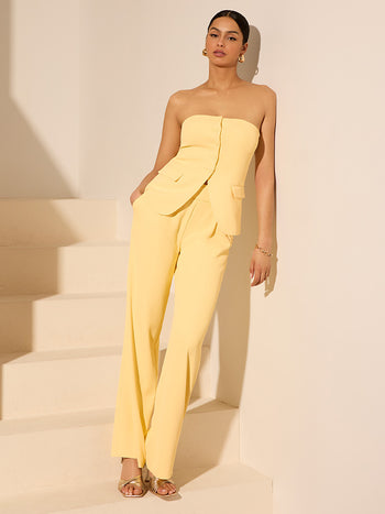 Pantalon plissé à jambes larges Yellow