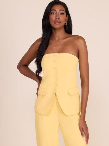 Veste bustier boutonnée sans bretelles Yellow