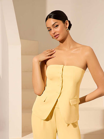 Veste bustier boutonnée sans bretelles Yellow