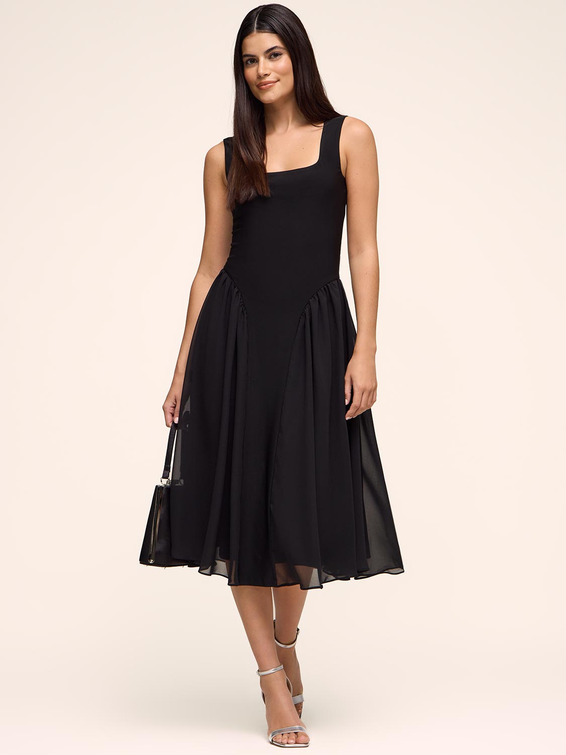 Drop Waist Dress With Chiffon Skirt Drop Waist Dress With Chiffon Skirt
