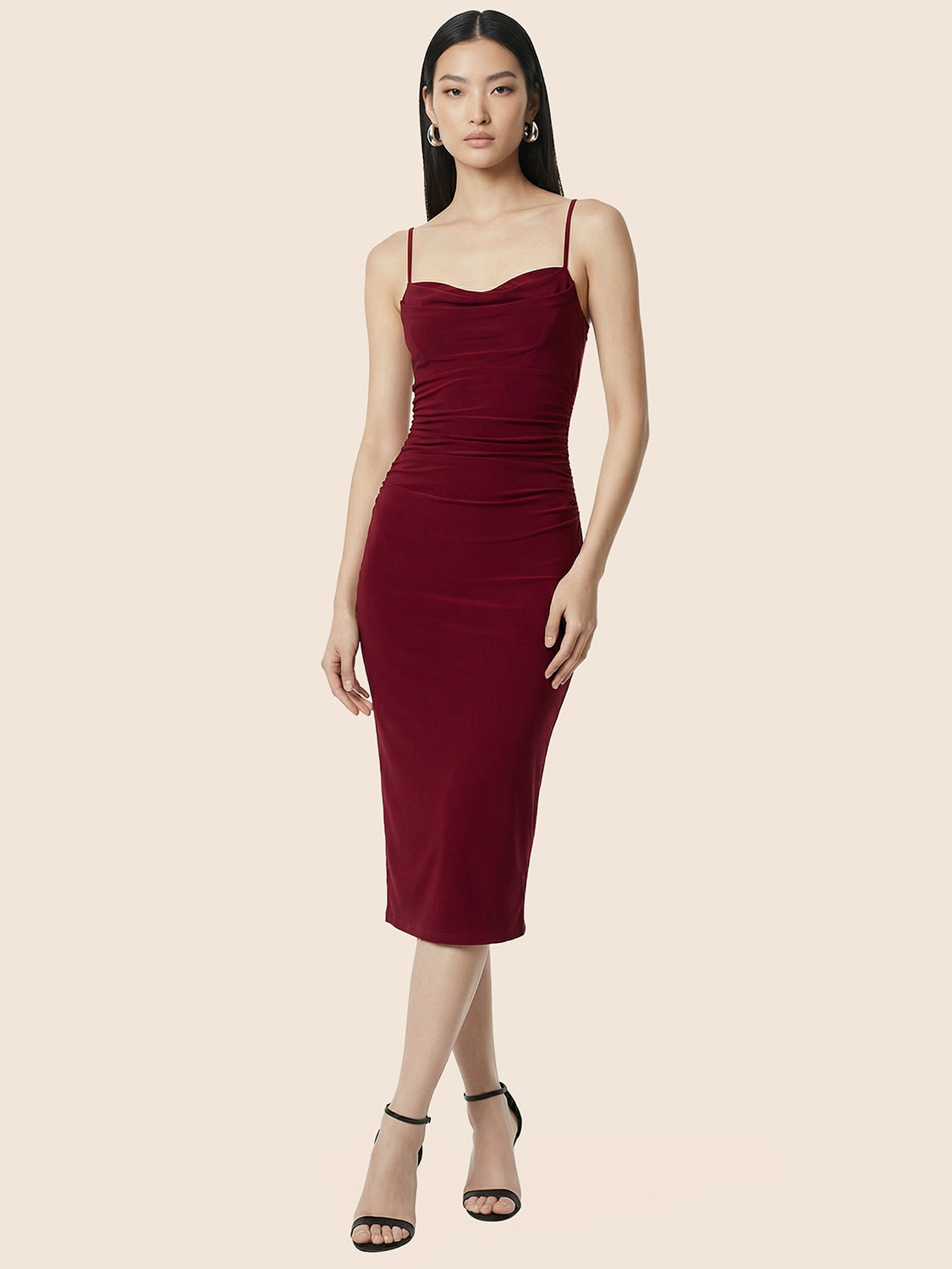 Cowl Neck Midi Sheath Dress | Le Chateau  Suzy Shier