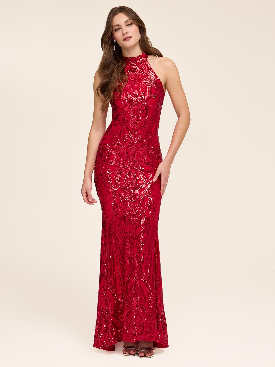 Halter Neck Sequin Gown Halter Neck Sequin Gown