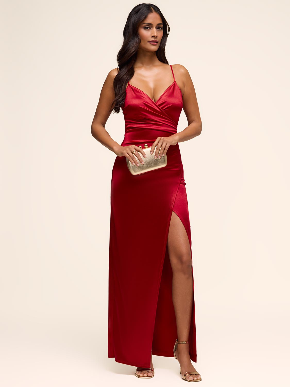 belle dress costume adults Red Satin Gown - Wrap Skirt