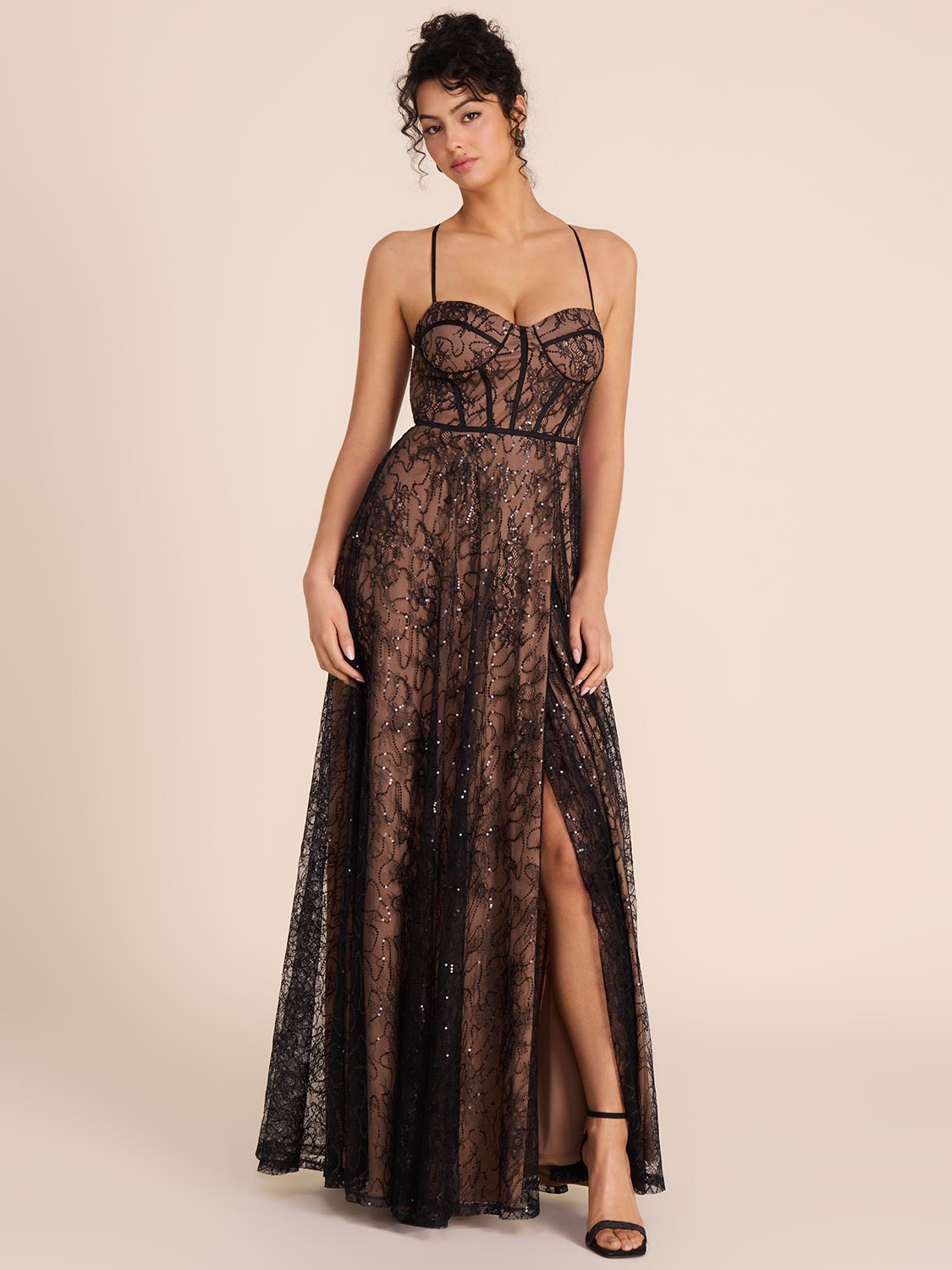 Bustier Lace & Sequin Gown - Bustier | Le Chateau – Suzy Shier