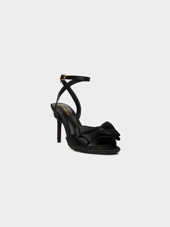 Sandale à talons hauts en satin avec boucle Black