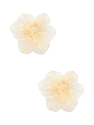 Boucle d'oreille surdimensionnée avec fleur en organza Antique Creme