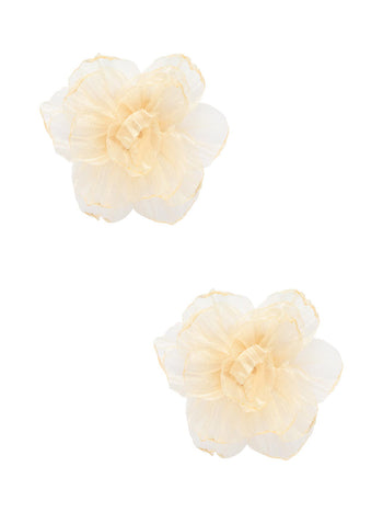 Boucle d'oreille surdimensionnée avec fleur en organza Antique Creme