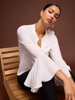 Blouse boutonnée à volants Pearl
