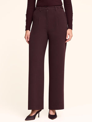 High-Waisted Wide-Leg Pleated Pant Wine