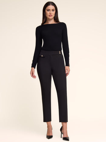 Pantalon court à coupe ajustée et taille mi-haute Black