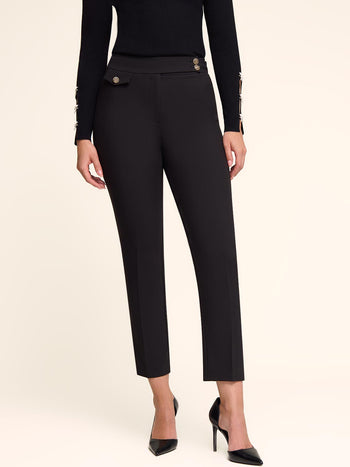 Pantalon court à coupe ajustée et taille mi-haute Black