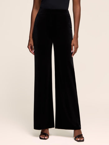 Velvet Wide-Leg Pant Black