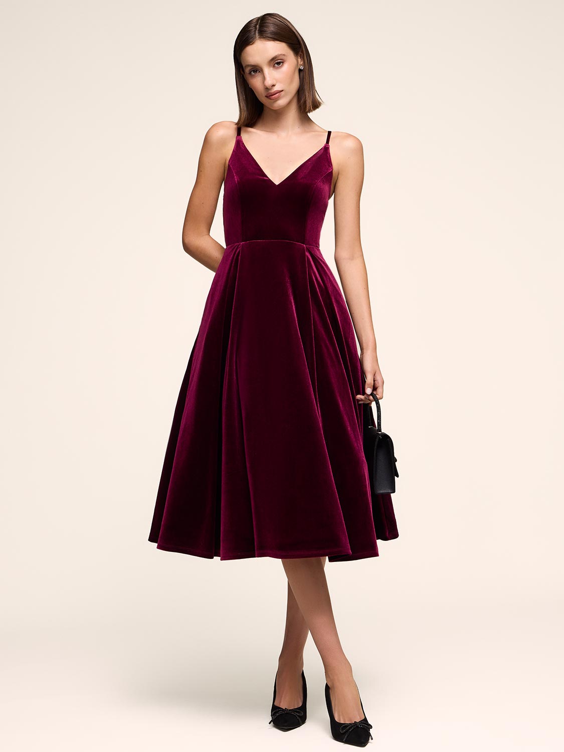 slim fit dress slacks Velvet Fit & Flare Dress