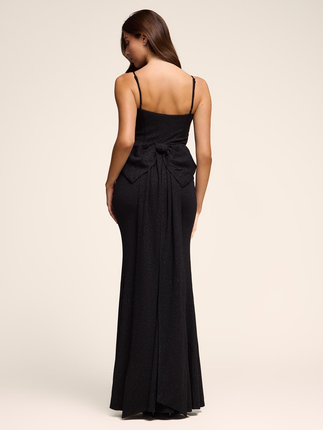 Textured Glitter Gown - Statement Back Bow